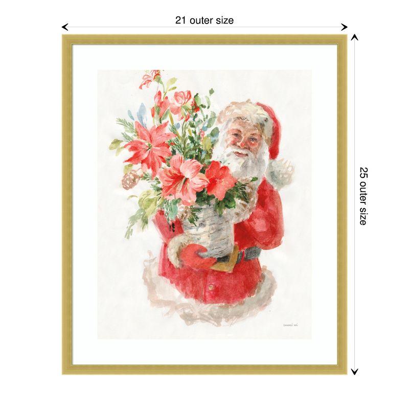 Amanti Art Floral Santa by Danhui Nai Wood Framed Wall Art Print 21 in. x 25 in.