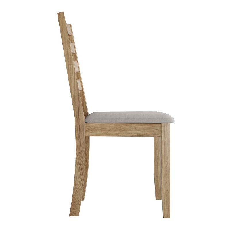 Natural Oak Upholstered Ladderback Side Chair Set