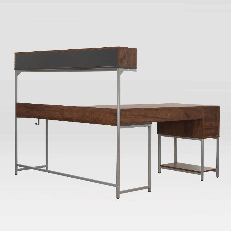 L Shape Desk with Hutch and Storage - Techni Mobili