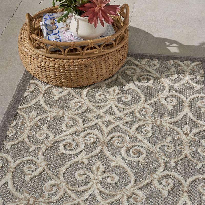 Nourison Aloha Contemporary Scroll Flatweave High-Low Indoor Outdoor Area Rug Natural 2'8" x 4'
