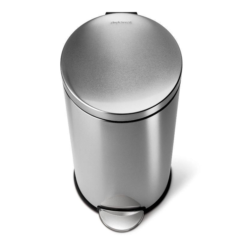 Brushed Stainless Steel Round Pedal Trash Can with Silent Close Lid