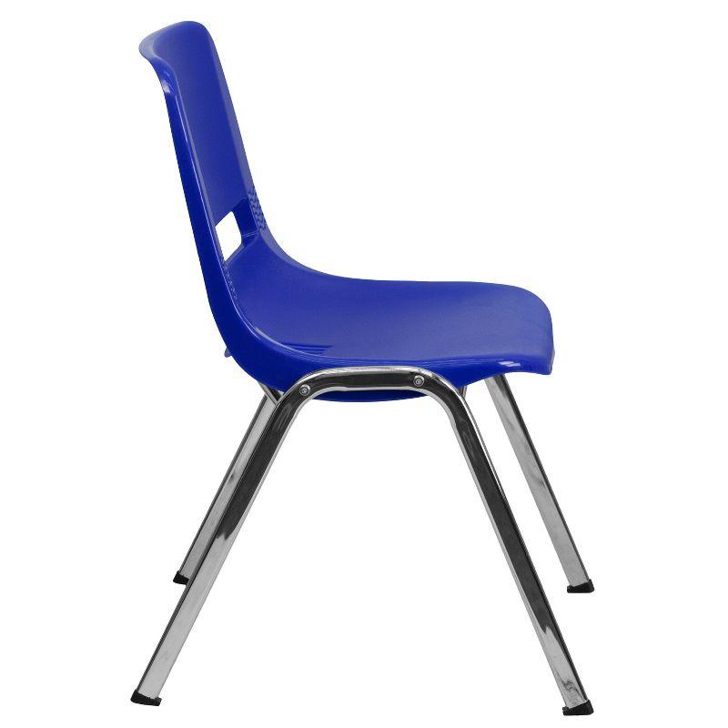 Navy Plastic and Chrome 16'' Ergonomic Shell Stack Chair