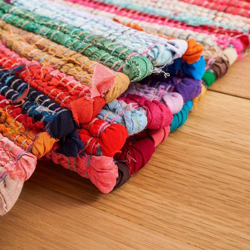 Rag Rug RAR240 Hand Woven Indoor Area Rug - Red/Multi - 4'x6' - Safavieh.