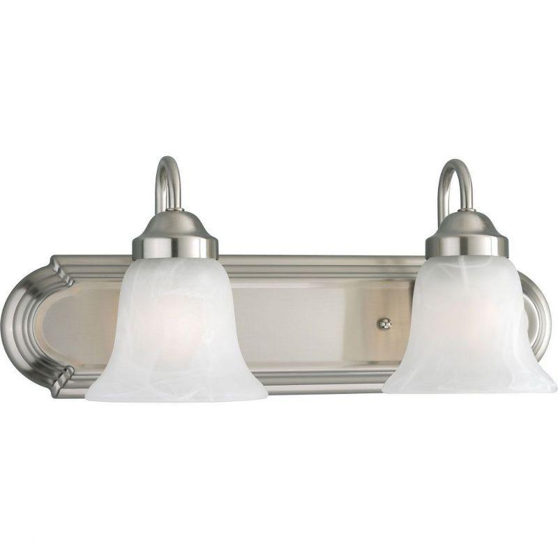 Progress Lighting Builder Collection 2-Light Wall Light in Brushed Nickel with Alabaster Glass Shade