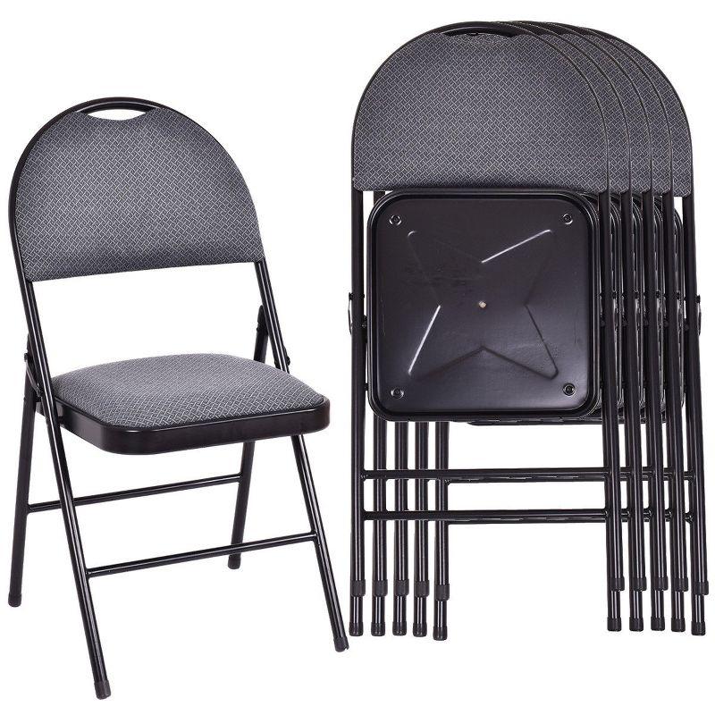 ErgoComfort 6-Piece Black Fabric & Metal Folding Chair Set