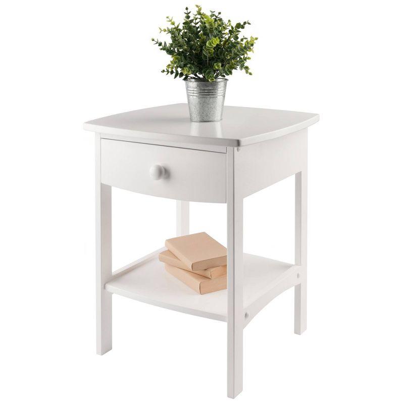 Claire Accent Table White - Winsome: Wood Composite Nightstand with Drawer & Shelf, Spot Clean