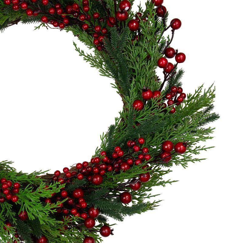 Mixed Pine and Berries Artificial Christmas Wreath - 26 inch Unlit