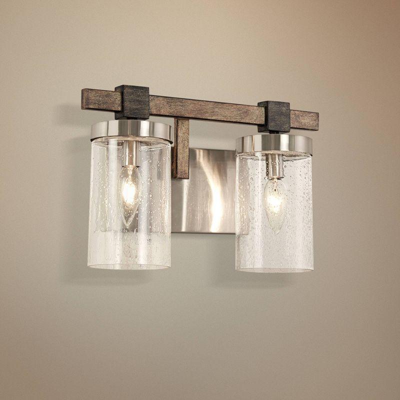 Minka Lavery Industrial Wall Light Sconce Brushed Nickel Hardwired 14" 2-Light Fixture Clear Seeded Glass for Bathroom Vanity