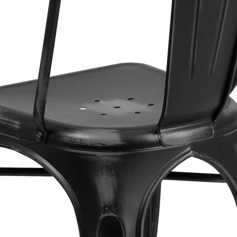 Black Metal Indoor-Outdoor Stackable Side Chair