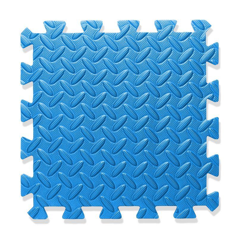 Philosophy Gym Pack of 12 Exercise Flooring Mats - 12 x 12 Inch Foam Rubber Interlocking Puzzle Floor Tiles - Blue
