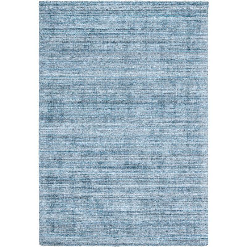 Teal Blue Hand-Knotted Wool Viscose Area Rug 4' x 6'