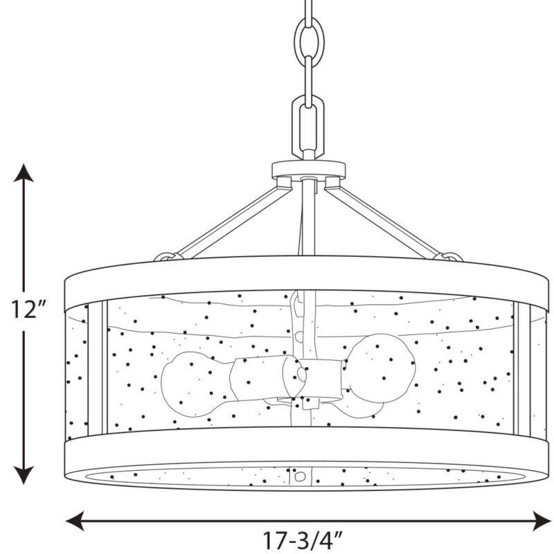 Progress Lighting Gresham 3-Light Semi Flush Convertible Ceiling Light in Graphite with Seeded Glass Shade