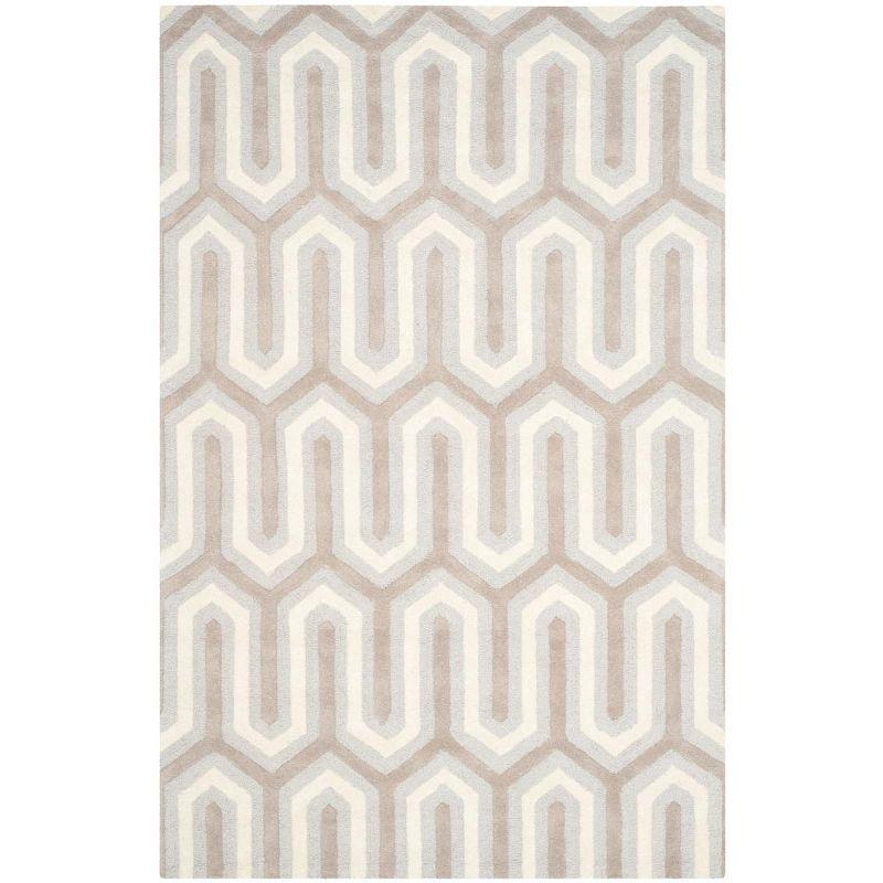 Light Blue and Grey Hand-Tufted Wool Area Rug