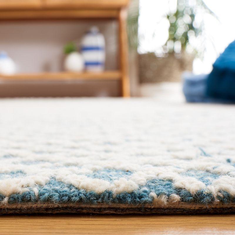 Handmade Tufted Blue Wool Square Rug 5'