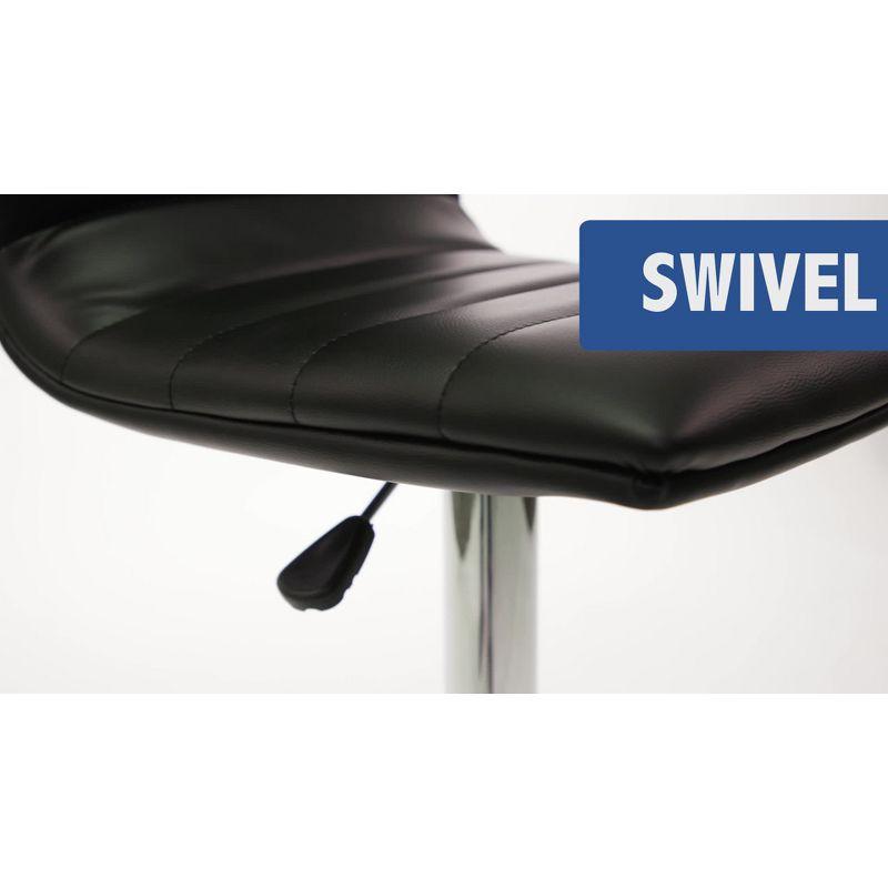 Flash Furniture Modern Green Vinyl Adjustable Bar Stool with Back, Counter Height Swivel Stool with Chrome Pedestal Base