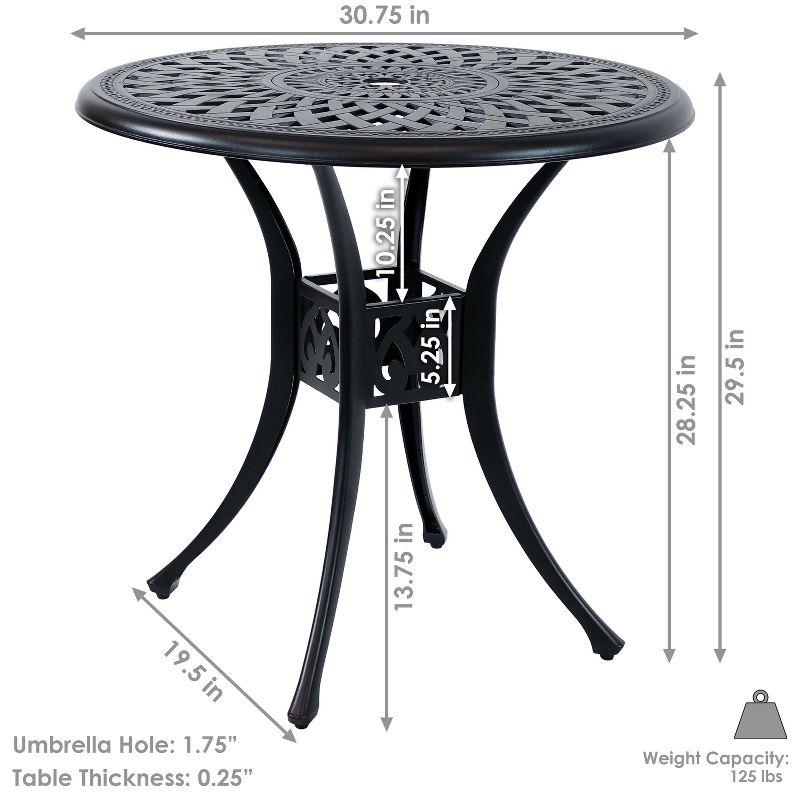 Sunnydaze 30.75" Round Sigonella Cast Aluminum Outdoor Patio Table, Black