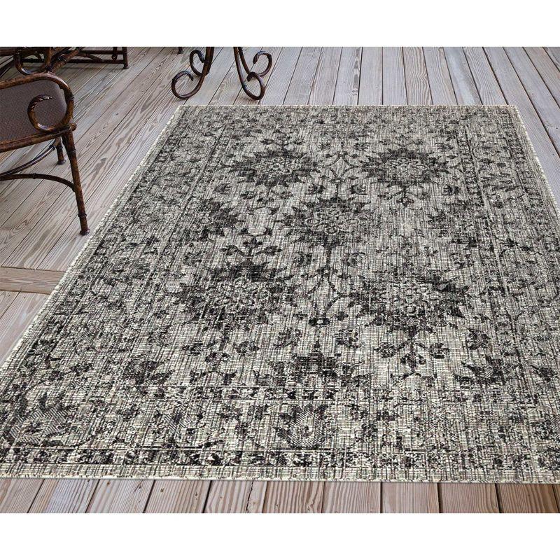 Liora Manne Carmel Vintage Floral Indoor/Outdoor Rug Black 3'3" x 4'11"