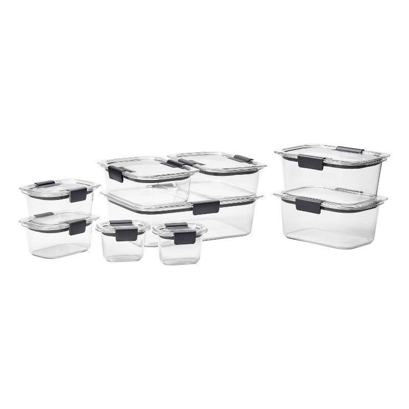 Rubbermaid Brilliance 18pc Plastic Food Storage Container Set: Clear, Microwave & Freezer Safe, Dishwasher Safe, Lids Included