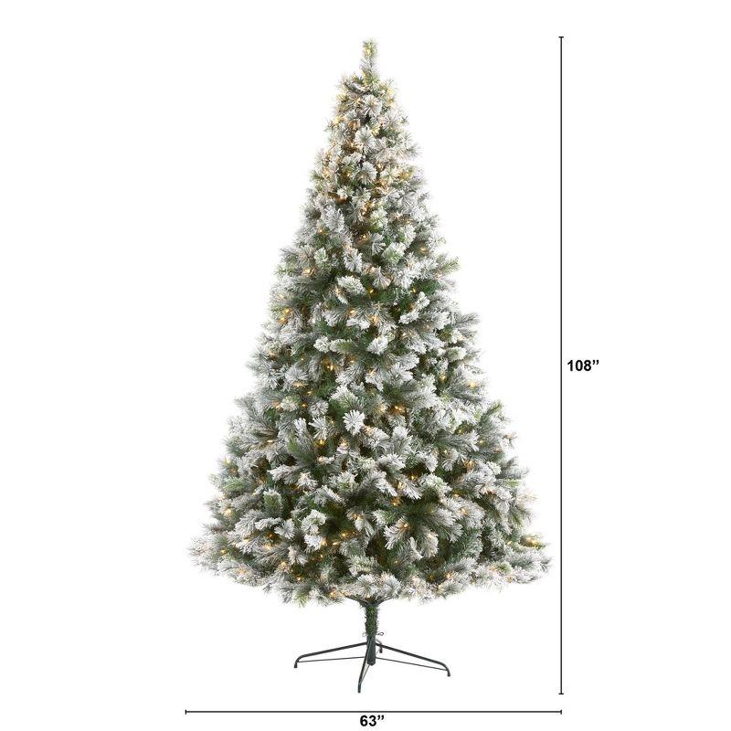 9-ft Flocked Pine Artificial Christmas Tree with Warm White LED Lights