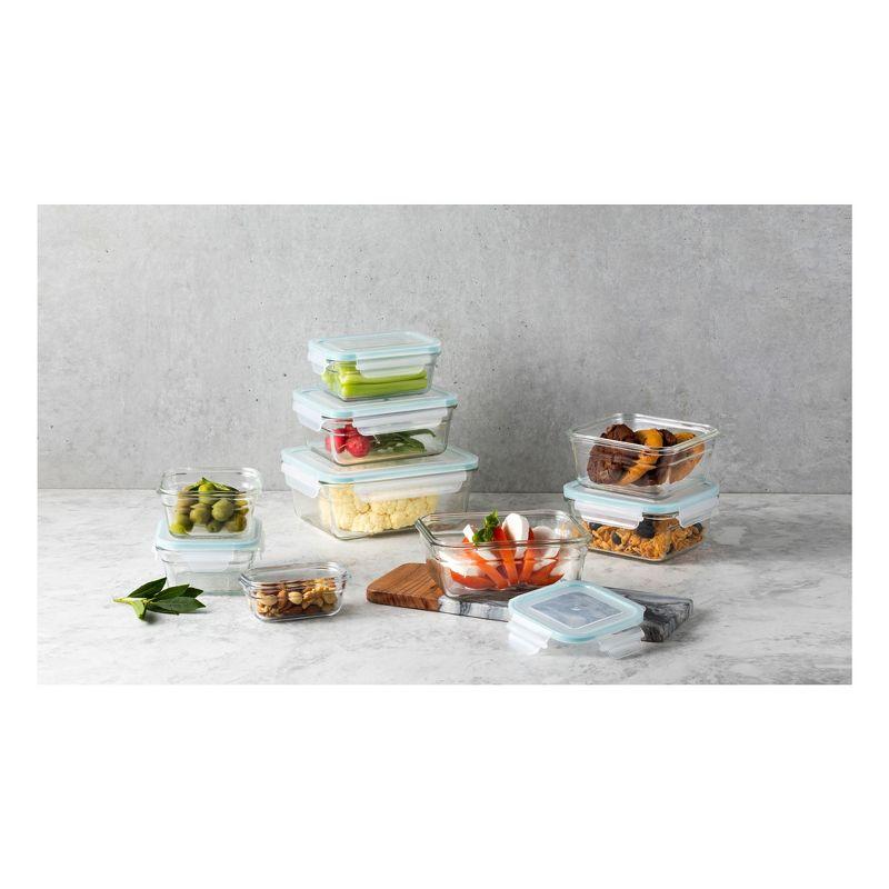 Clear Glass Food Storage Container Set with Lids, 18 Pieces