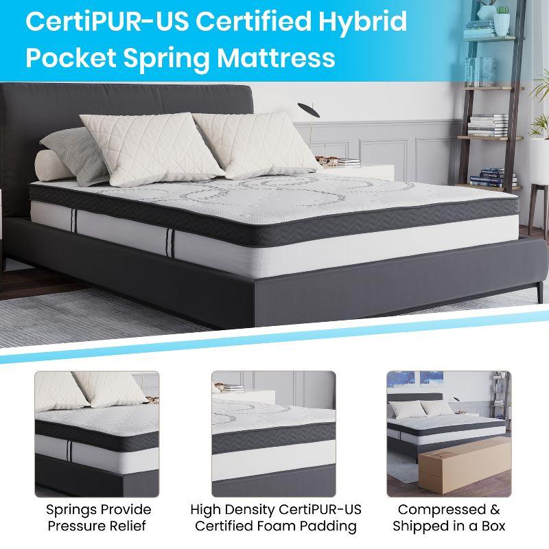 Flash Furniture Riverdale Queen Size Tufted Upholstered Platform Bed in Beige Fabric with 10 Inch CertiPUR-US Certified Pocket Spring Mattress