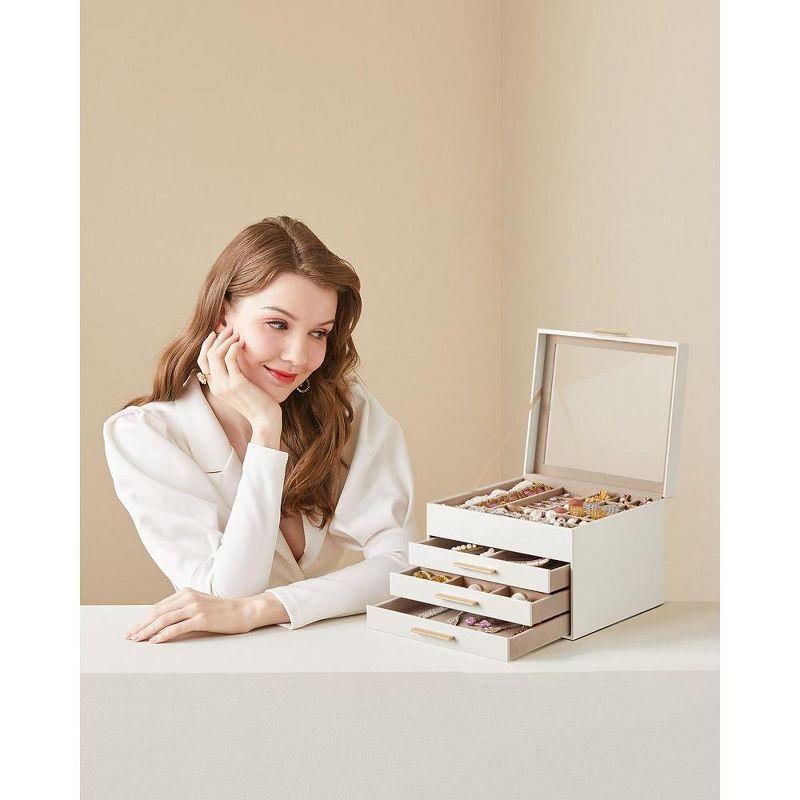 Stack man Big And Small Jewelry, Modern Style, 8 X 9.1 X 5.3 Inches, Valentine's Day Gift, Cloud White And Gold Color UJBC239WT