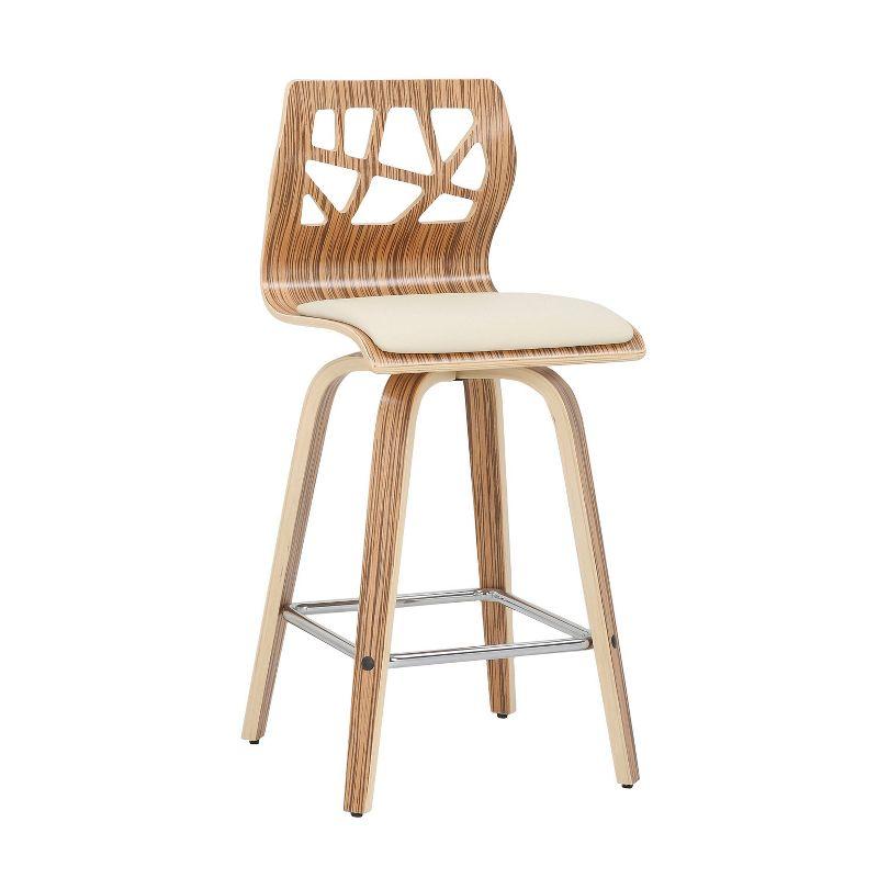 Set of 2 Folia Upholstered Counter Height Barstools Cream/Zebra - Lumisource: Wood Frame, Padded Seat, 26" Height