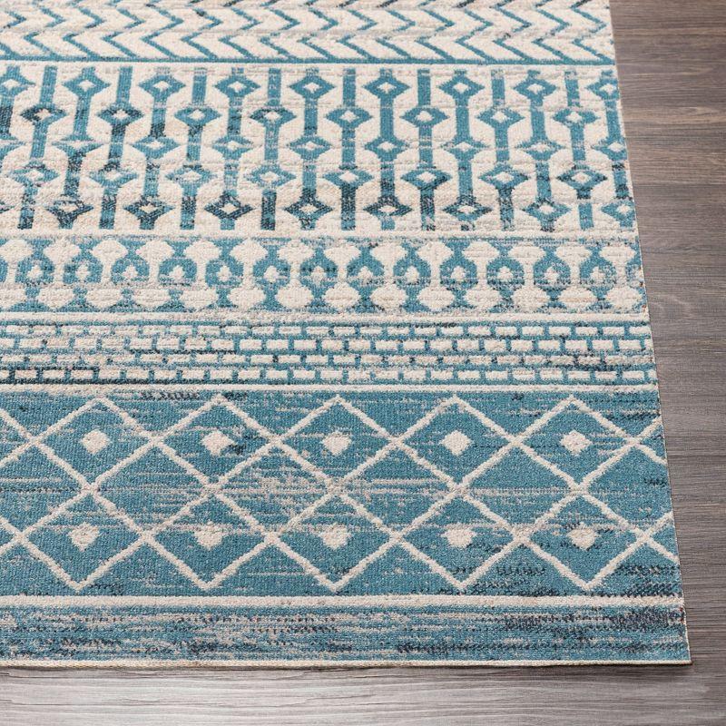 Astral Blue Geometric 8' x 10' Easy-Care Synthetic Rug