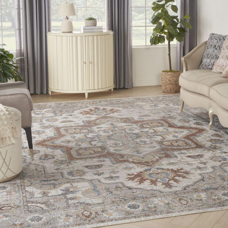 Nourison Astra Machine Washable Vintage Medallion Indoor Rug Grey/Multi 7'10" x 10'