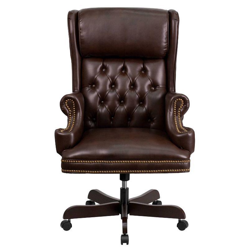 High Back Traditional LeatherSoft Tufted Executive Ergonomic Office Leather Chair Brown - Flash Furniture