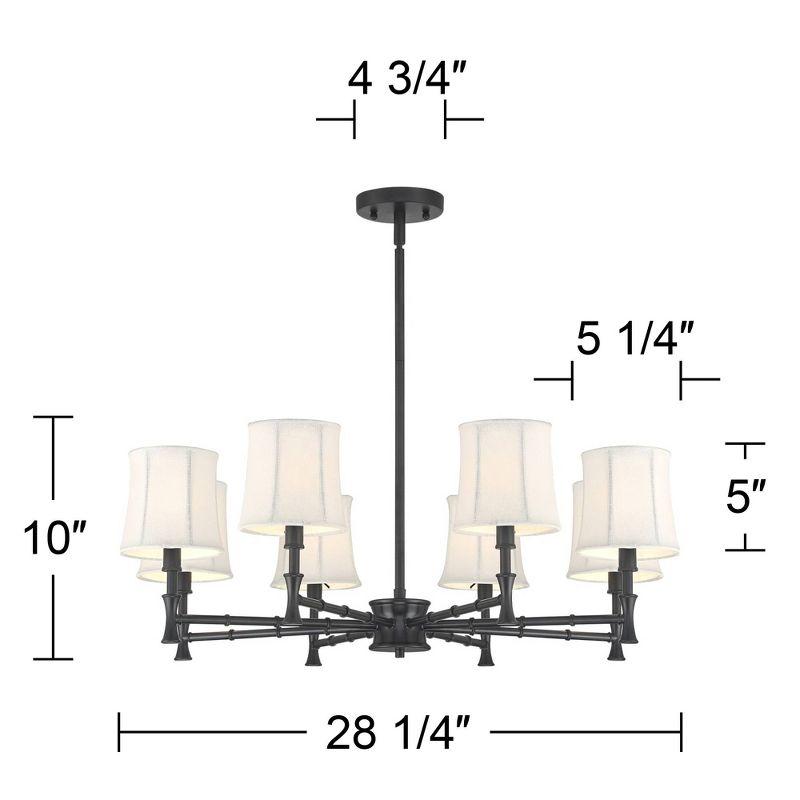 Franklin Iron Works Kenna Black Chandelier Lighting 28 1/4" Wide Modern White Drum Shade 8-Light Fixture for Dining Room House Foyer Kitchen Island