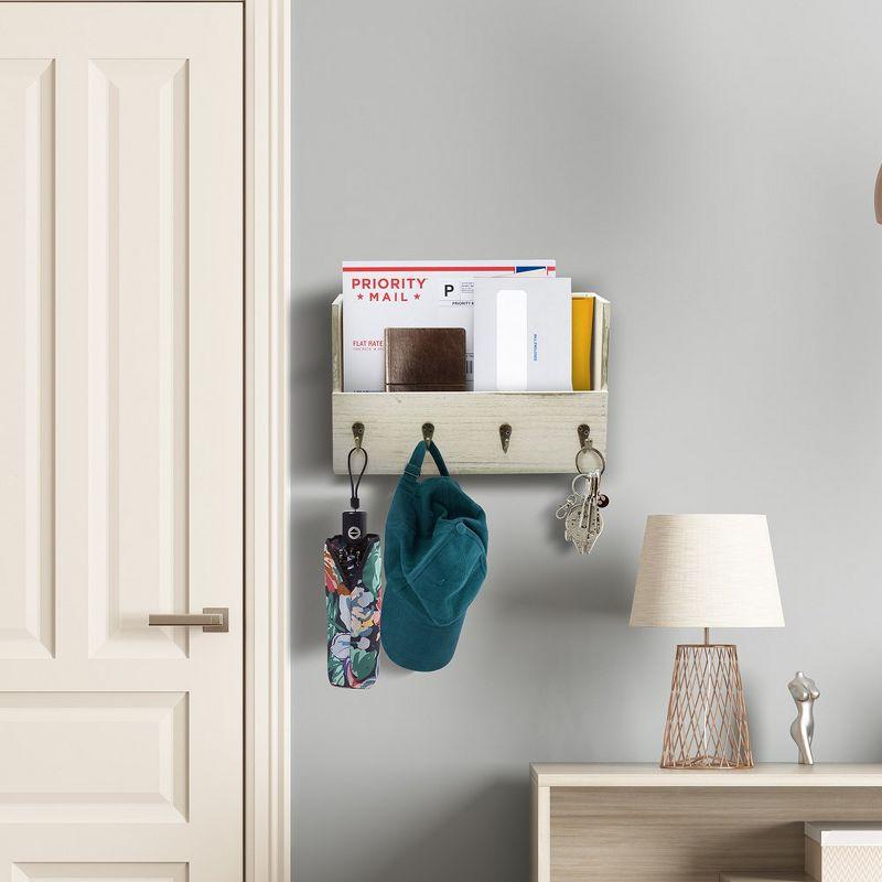 Sorbus Floating Key Holder Mail Shelf - Gray