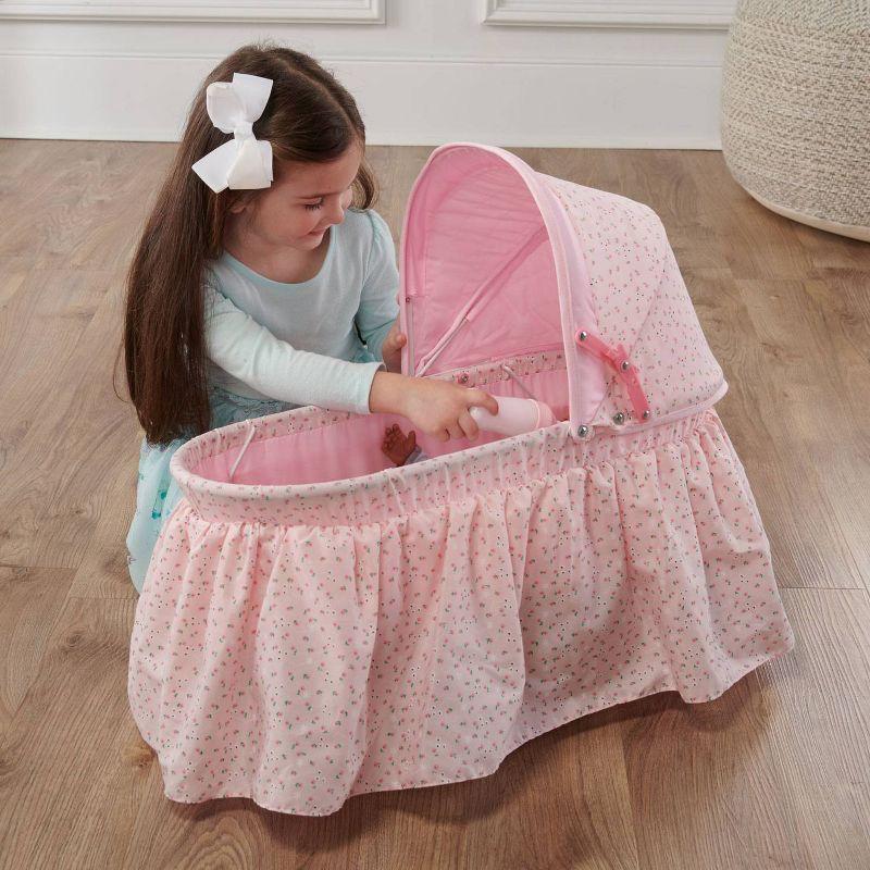 Badger Basket Folding Doll Cradle with Rosebud Fabric