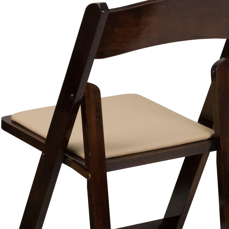 Fruitwood Armless Wood Folding Chair with Vinyl Padded Seat