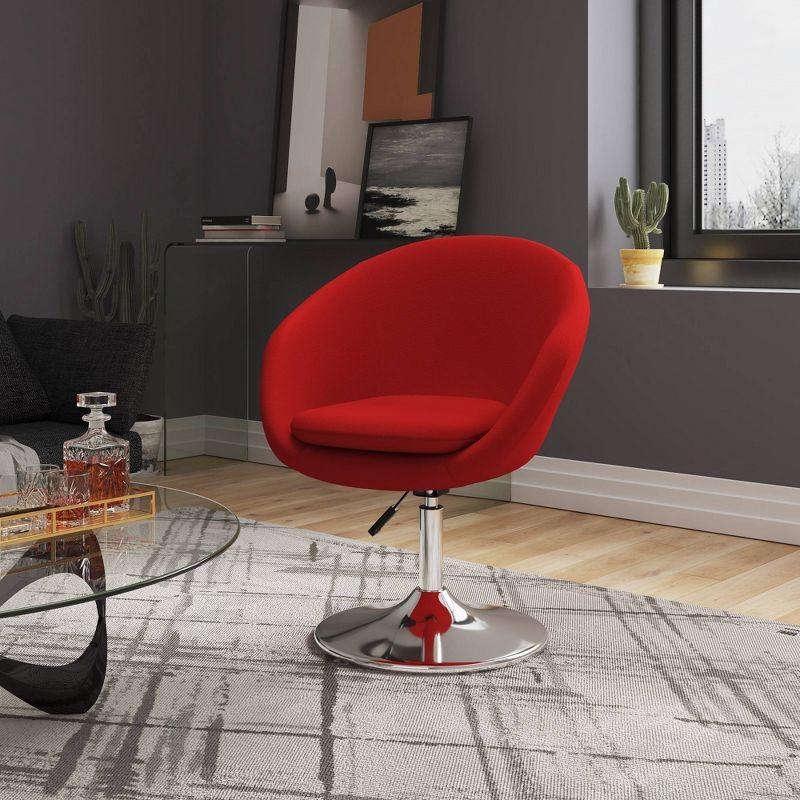 Red Wool Blend Swivel Adjustable Height Chair with Metal Base