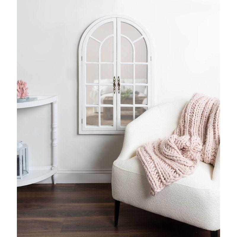 28"x44" Boldmere Arch Wall Mirror White - Kate & Laurel All Things Decor: Rustic Farmhouse Windowpane