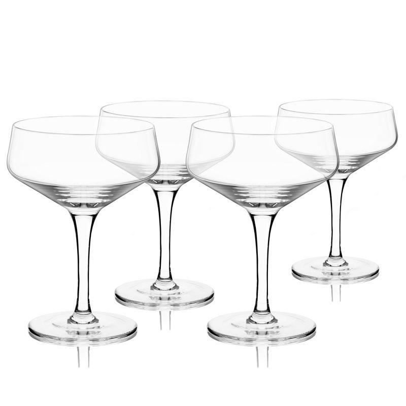 Viski Raye Angled Crystal Coupe Glasses (Set of 4)