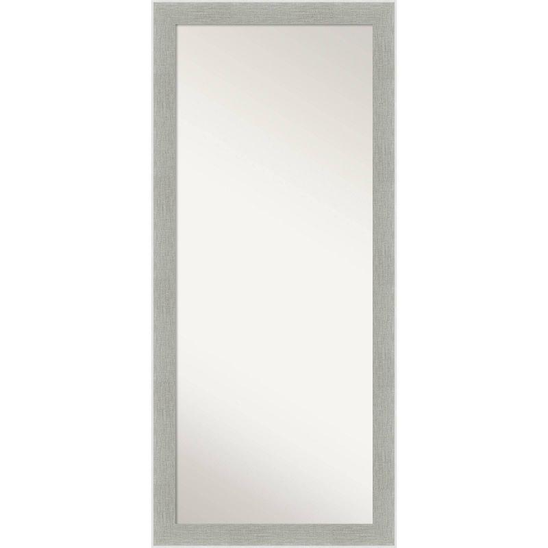 Elegant Full-Length Linen Grey Wood Mirror with Silver Accents