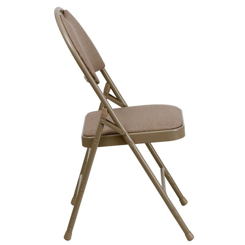 Flash Furniture 2 Pack HERCULES Series Ultra-Premium Triple Braced Beige Fabric Metal Folding Chair with Easy-Carry Handle