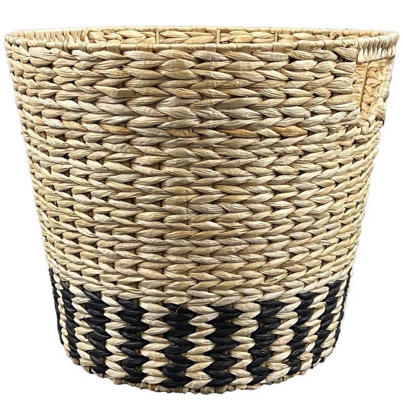 Classic 13'' Brown and Black Seagrass Round Planter