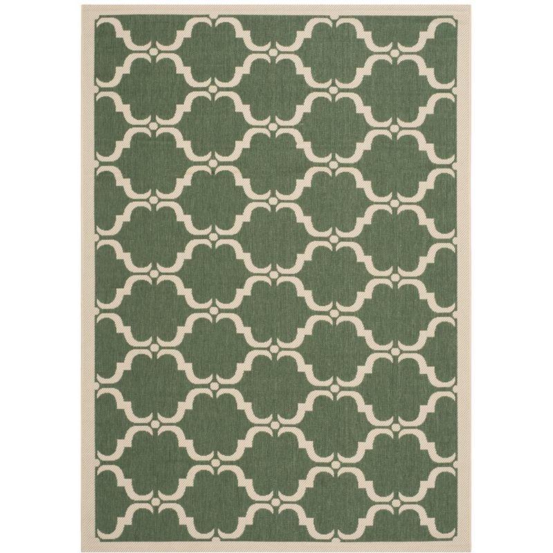 Courtyard CY6009 Power Loomed Indoor and Outdoor Area Rug - Dark Green/Beige - 5'3"x7'7" - Safavieh