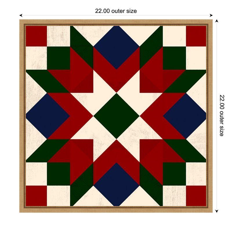 Christmas Barn Quilt IV Red Green Blue Canvas Art Print