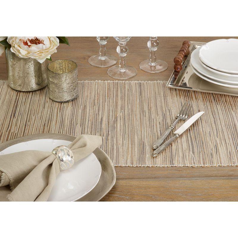 Saro Lifestyle Shimmering Woven Nubby Runner, Beige, 16" x 72"