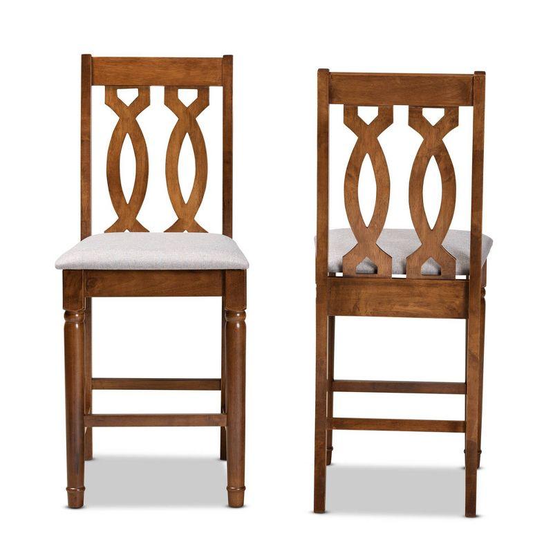 2pc Darcie Wood Counter Height Barstool Set Gray/Brown - Baxton Studio: Upholstered, Oak Frame, Fixed Height