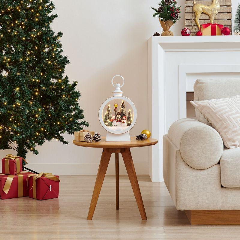 Danya B. Tabletop White Christmas Holiday Winter Snowman Scene Diorama Lighted Lantern Decoration - Oval