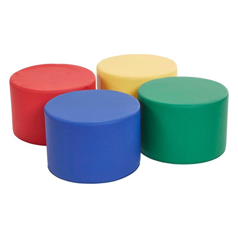 ECR4Kids SoftZone Foam Ottoman Set, Round, Flexible Seating, 4-Piece (Set of 4)