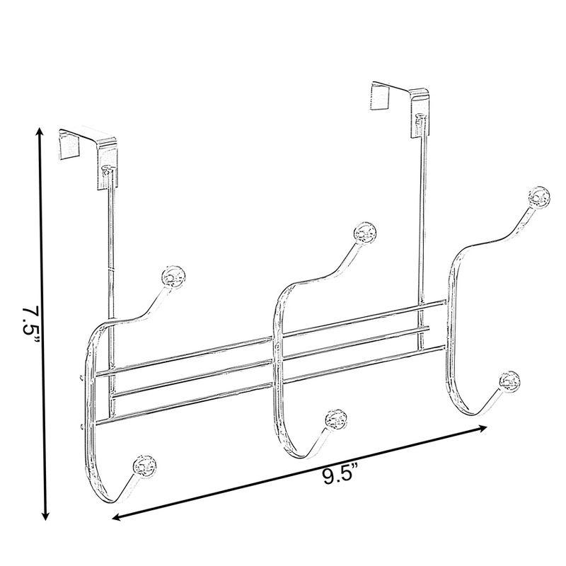 Basicwise Chrome 6 Hook Hanger Organizer, Hang Over The Door Kitchen Vanity Towel Hook, Entryway Coat Rack