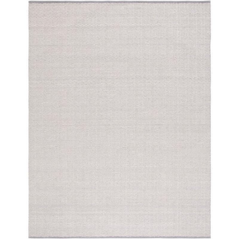 Grey and Ivory Hand-Knotted Wool Area Rug, 8' x 10'