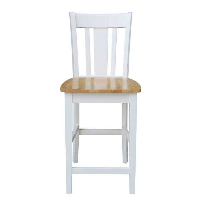 International Concepts 24" San Remo Counter Height Barstool White/Natural: Hardwood Frame, Armless Design, Fixed Seat Height