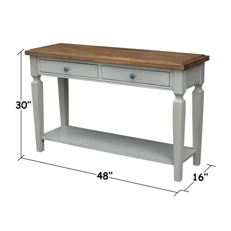 Vista Hickory Stone Finish Solid Wood Console Table with Storage